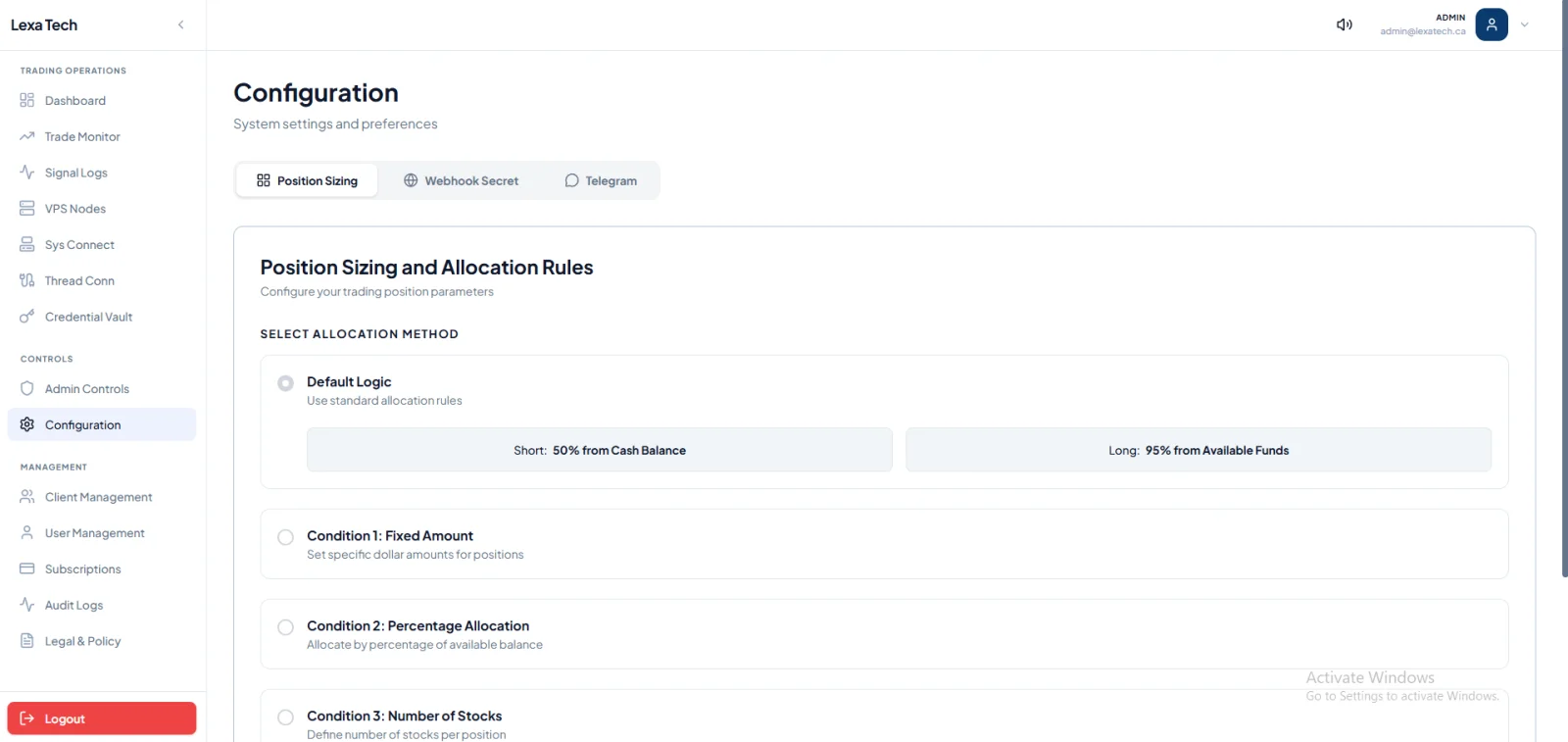 Lexa Configuration
